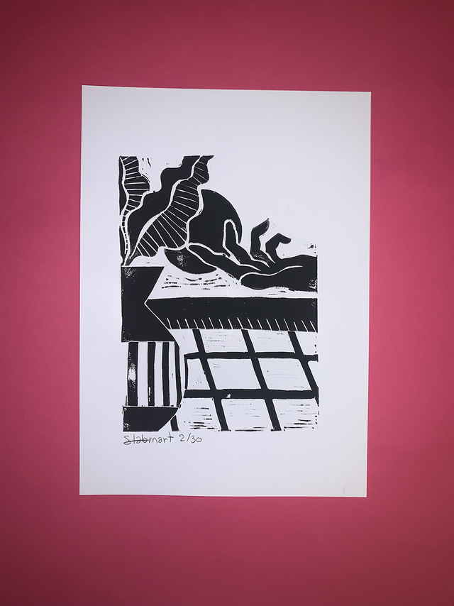 Linogravure A4 édition limitée &quot;Délicatesse&quot; 