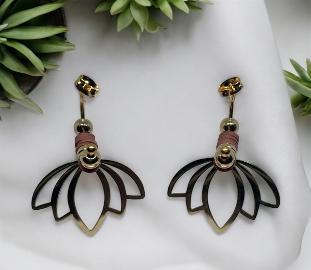 Boucles d'oreilles créoles lotus doré 