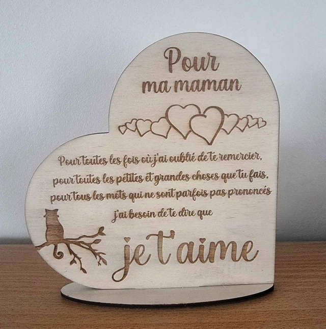 cadre cœur &quot;maman je t&#039;aime&quot;