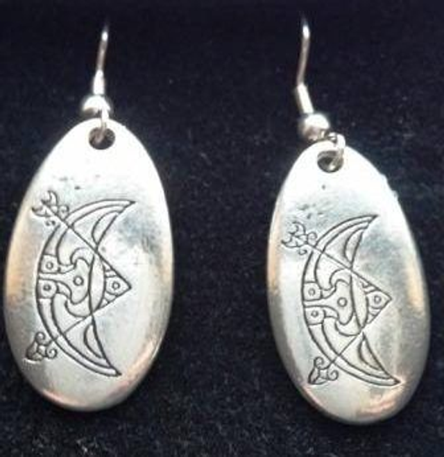 Pewter earrings - Crescent and V-rod plaque