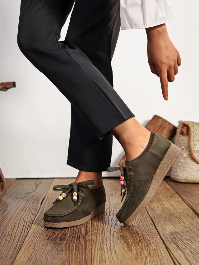 chaussure velour verte