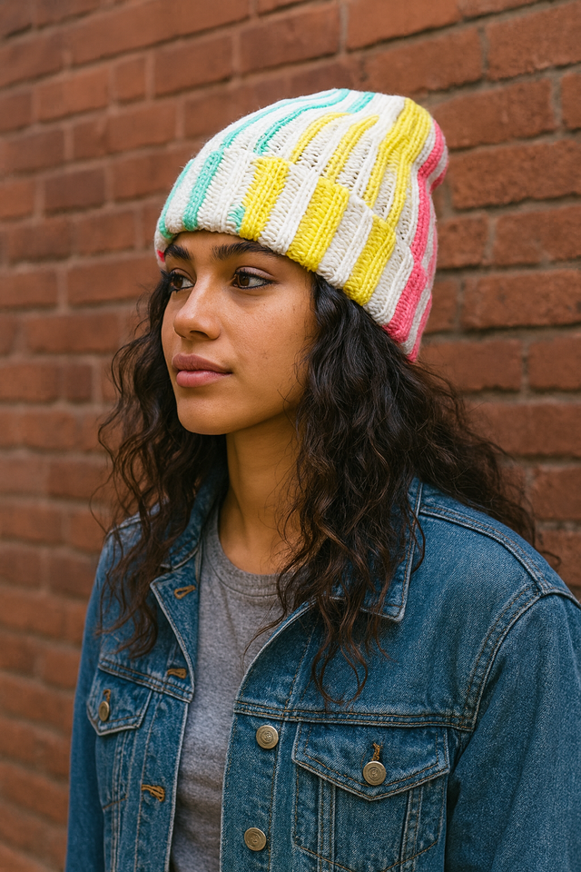 Tutti Frutti - Bonnet à rayures multicolore - taille unique