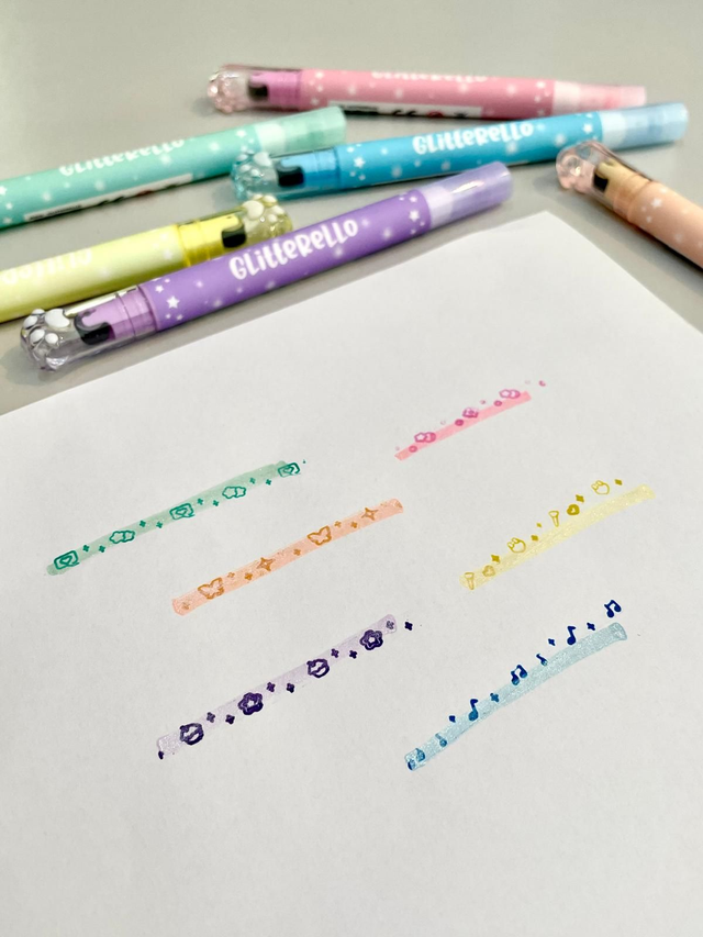 GLITTERELLO - Evidenziatore glitterato + roller timbro