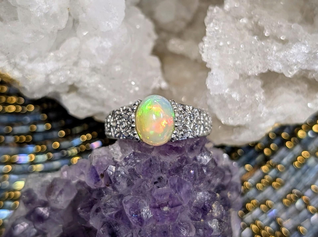 Bague Opale Éthiopienne 