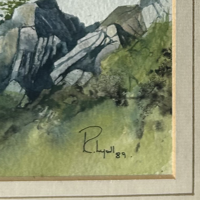 Original Vintage Mountain Landscape Watercolour Painting by R Lyall