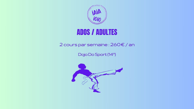 Inscription annuelle 2 cours/semaine (ados/adultes)