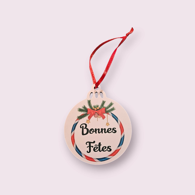 Boule de Noël attache Bonnes Fêtes 