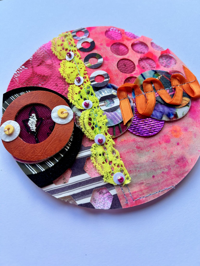 Square Paper + Stitch Collage - Neon Pop