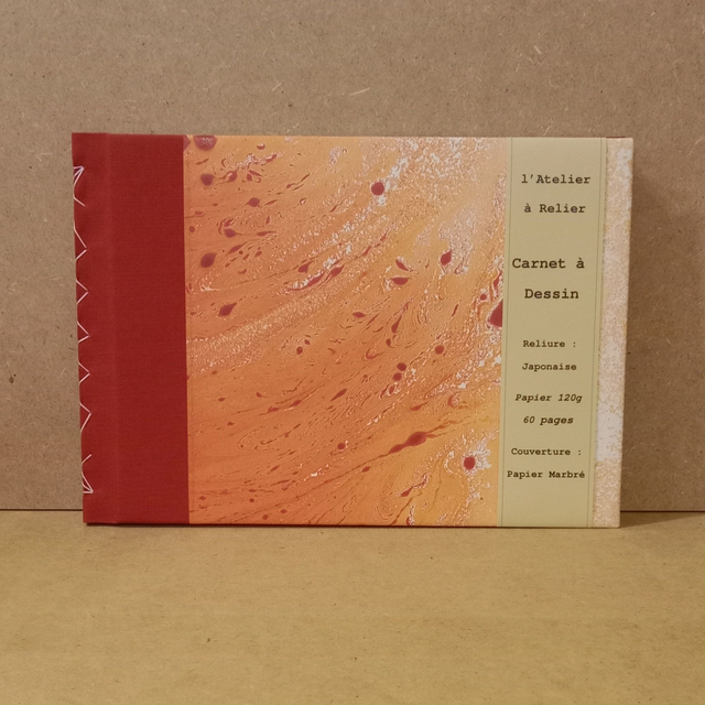 Carnet à dessin Orange/Marbré