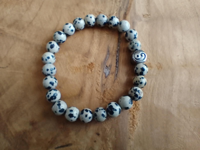 Bracelet Jaspe Dalmatien - 8 mm