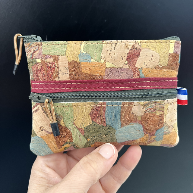 Porte monnaie deux poches « patchwork doré »