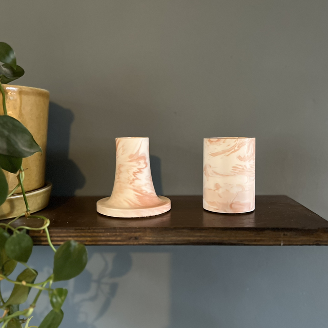 Candlesticks - tall - plaster pink