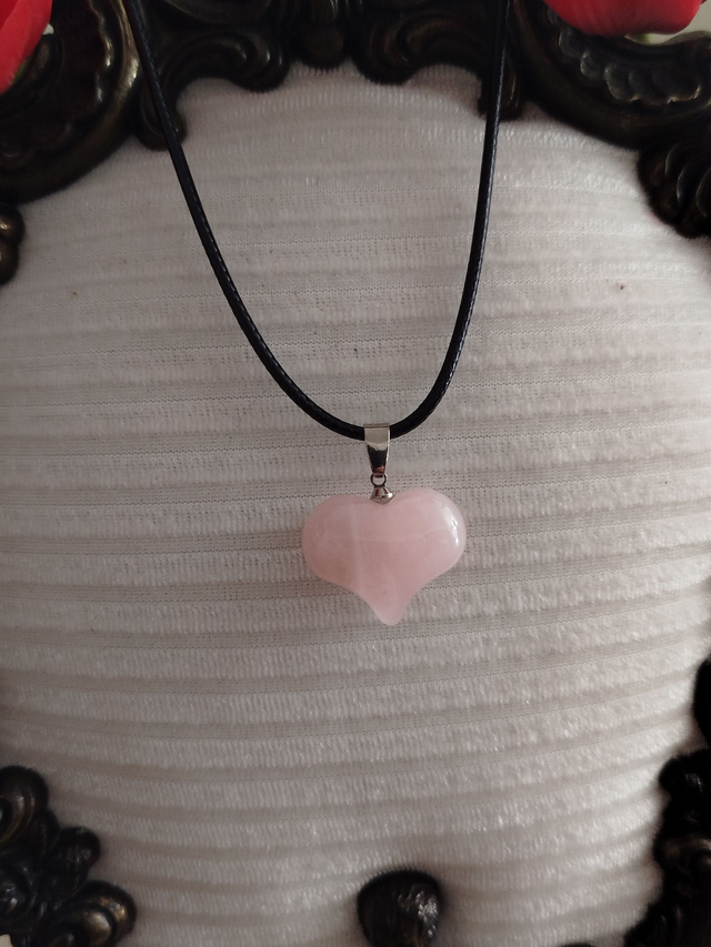 Collier Coeur Quartz rose