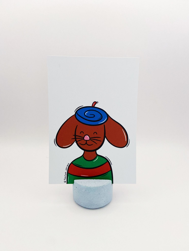 Dog with hat A6 art print
