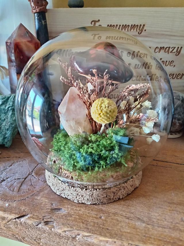Pineapple Quartz and Red Mushroom Orb 