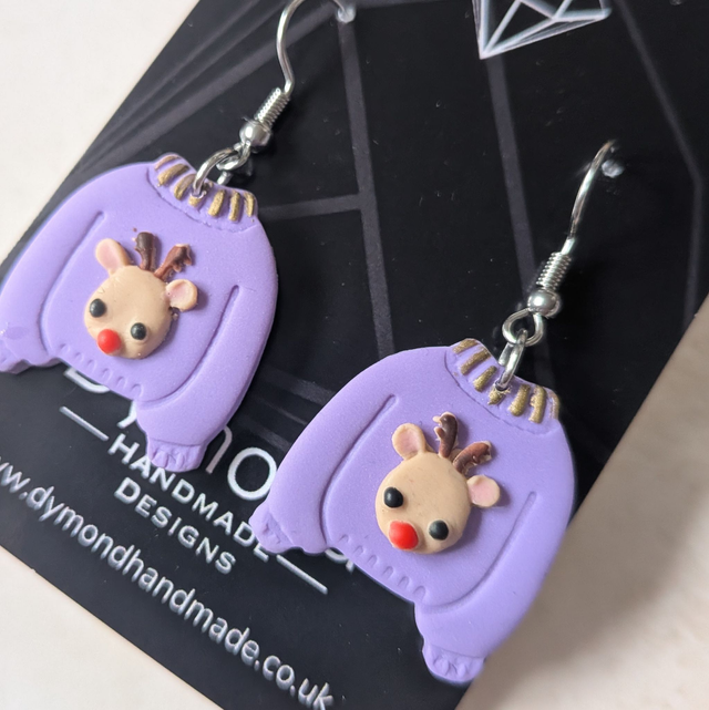  Christmas Sweater - Purple reindeer