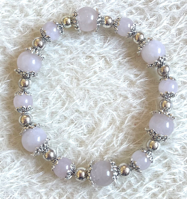 B20 - Bracelet perles agate rose et métal