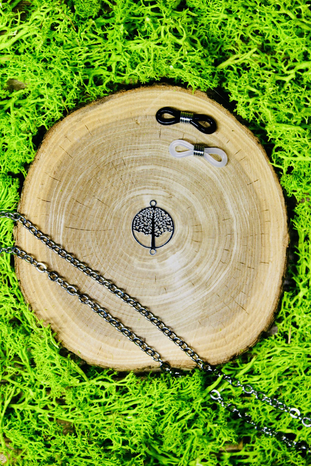 Chaine de lunettes intemporelle Arbre de vie argentée personnalisée