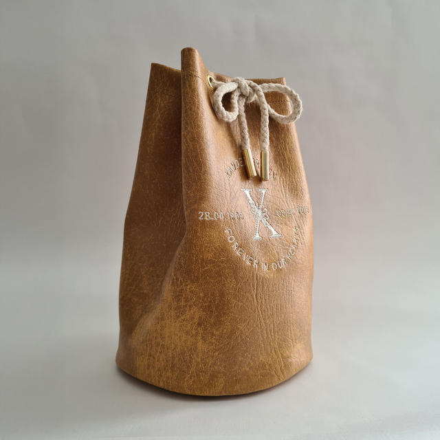 Medium - Cream Embroidered Personalised Handmade Urn Bag
