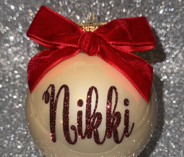 Christmas Glass Bauble (with bow)