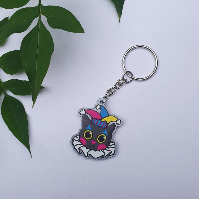 Clown Cat Acrylic Keyring