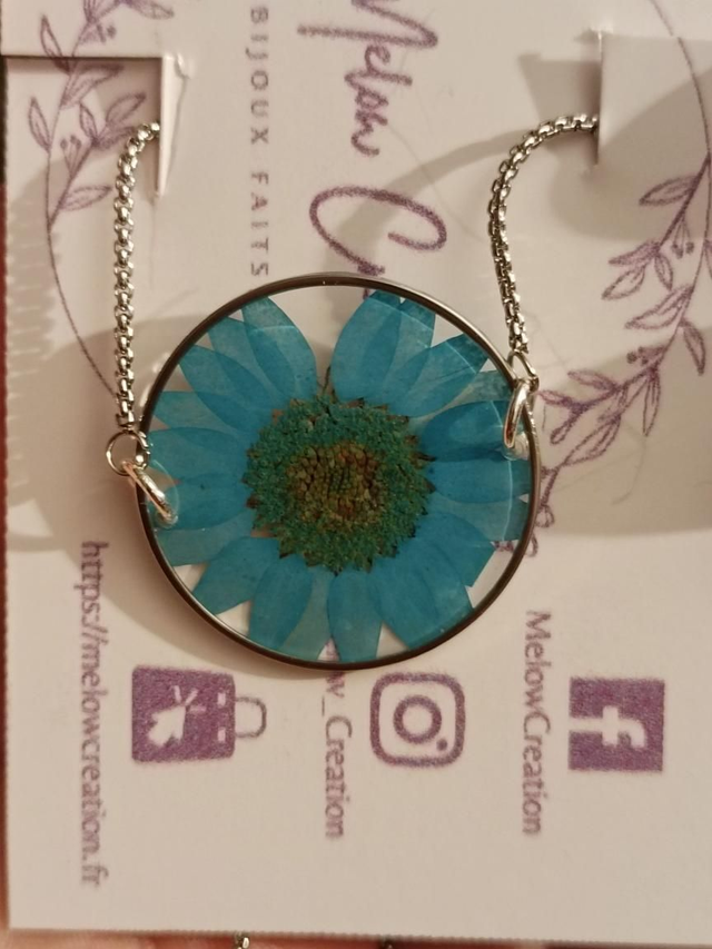 Modèle unique - Collier Fleur séchée - Bleu