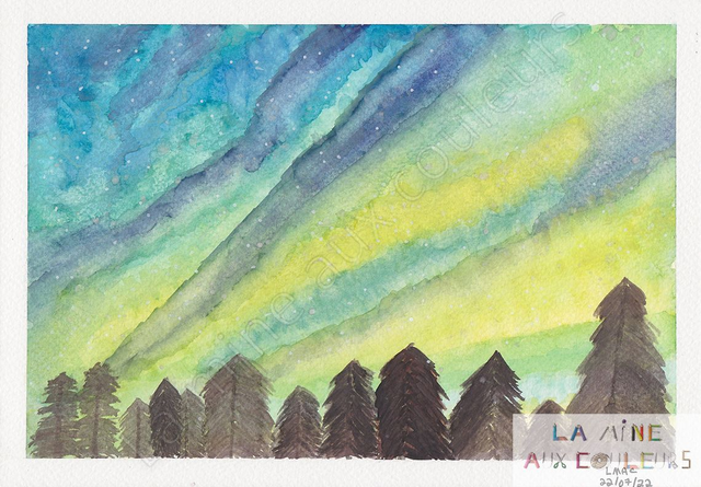 "Aurore boréale" (17,8 x 25,4 cm)