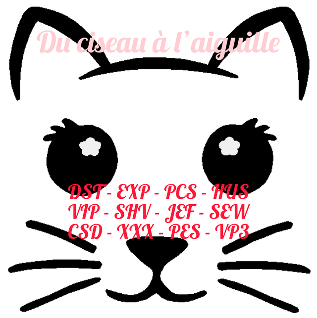 fichier broderie visage doudou chat - 3 Tailles en cadre 10x10 / 12 Formats
