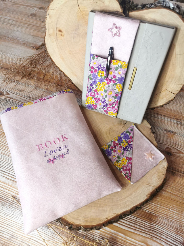 ✨Ensemble Book Lover Rose ✨ Pochette à livre - Porte-Stylo - Marque-page