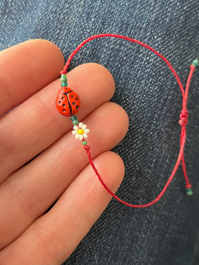 Bracelet enfant coccinelle marguerite