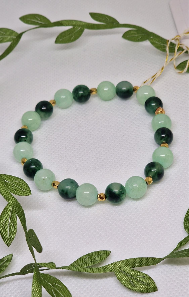 Bracelet Agate et Jade vert en 0,8 cm
