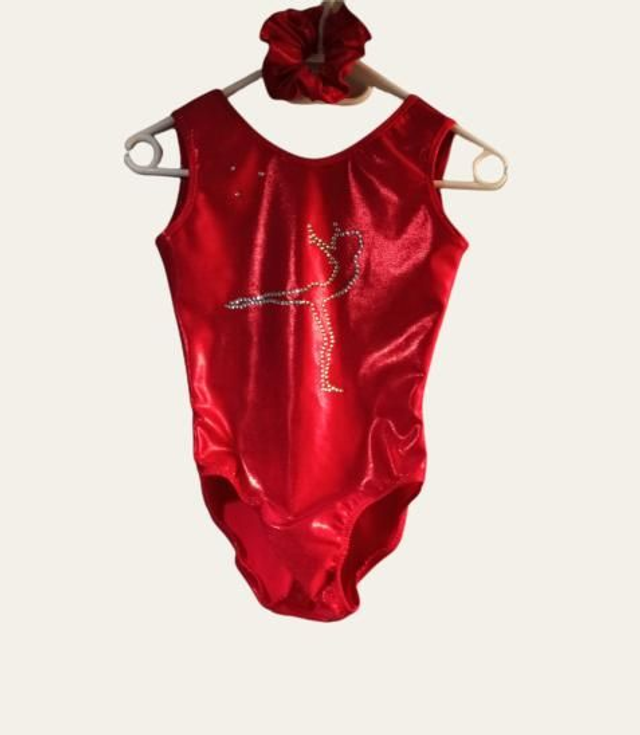 Justaucorps Arabesque étincelant rouge