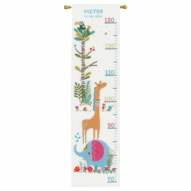Jungle Animal Fun Height Chart Counted Cross Stitch Kit By Vervaco
