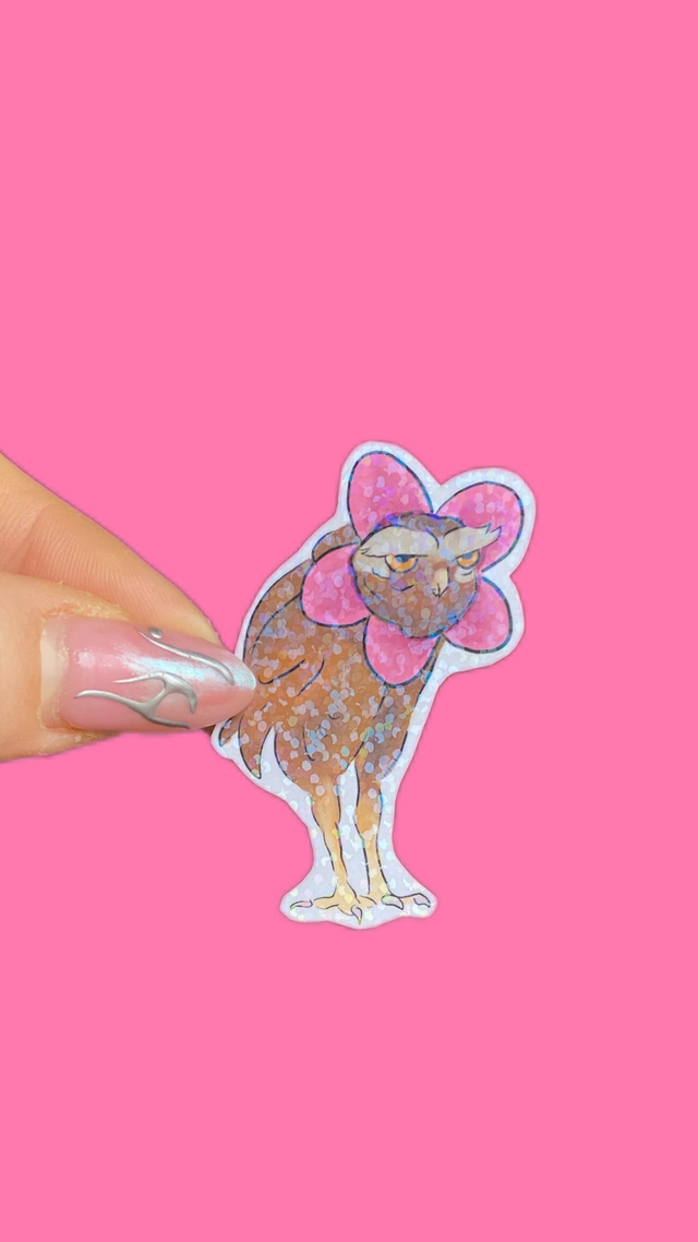 Stickers hibou grincheux grande fleur 