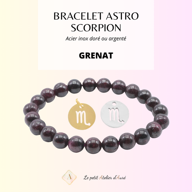 Scorpion - Bracelet Astro Grenat