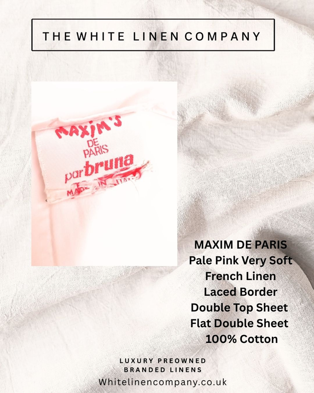 MAXIM DE PARIS French Lace Linen -2 FLAT SHEET DOUBLE 1 plain 1 lace 100% cOTTON