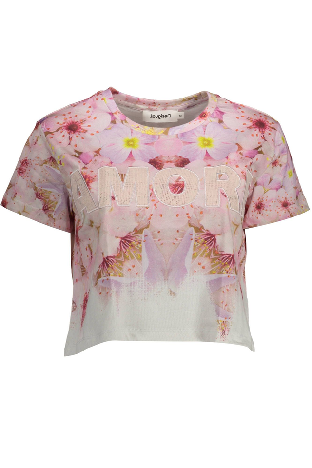 DESIGUAL T-SHIRT MANICHE CORTE DONNA ROSA