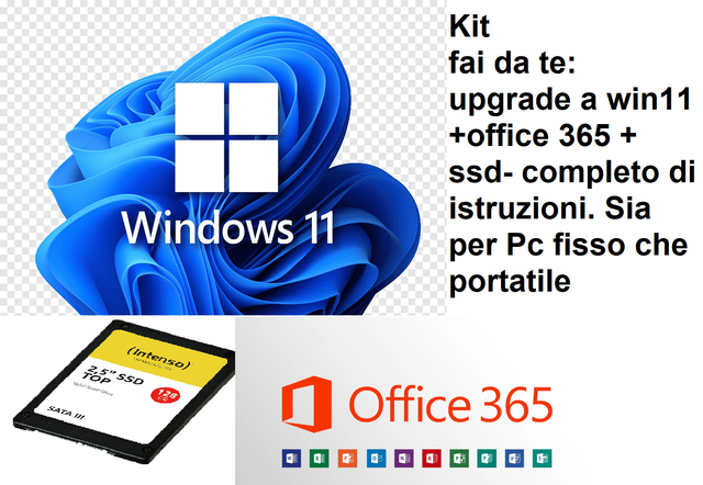 Kit upgrade w11+office+ssd -tutto attivato e pronto all'uso 