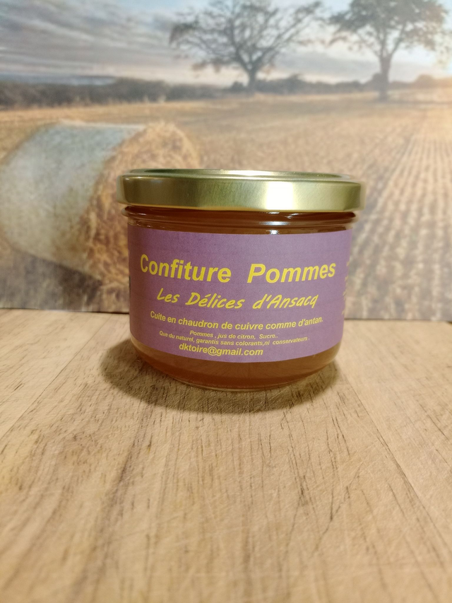 Confiture de Pomme  Cuite en chaudron de cuivre comme d'antan.