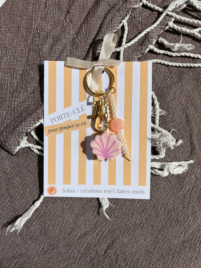 Porte-clé coquillage rose 🐚 