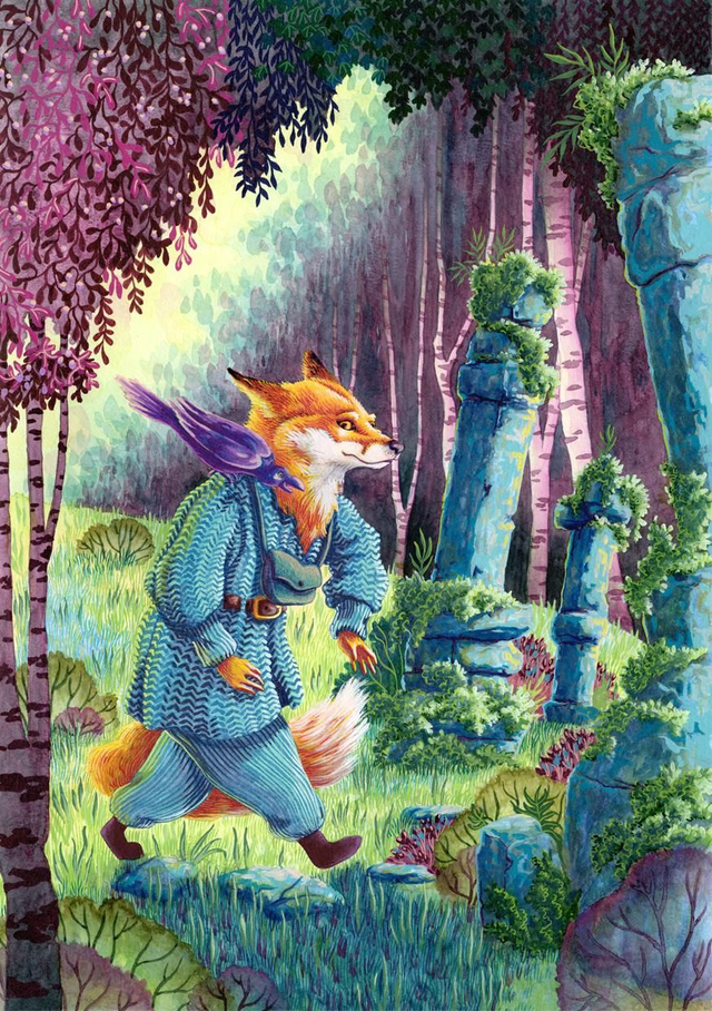 0004 Le retour du renard et du corbeau Original A3 