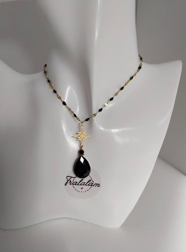 ✨Collier "pierre à facette noire étoile du Nord✨