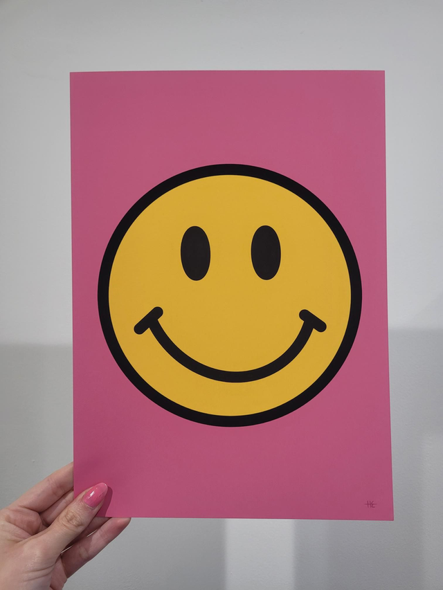 Pink Smile Face A4 Art Print - FR-005