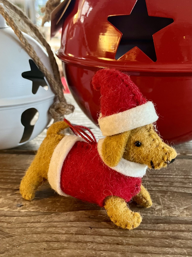 Felt Santa Dog Hanging Decoration