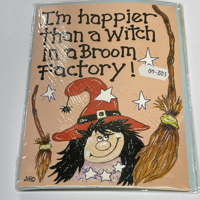 Cute Greetings Card - Happier than a Witch 