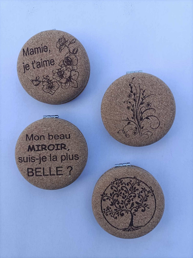 Miroir de poche en liège 