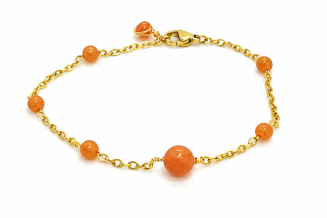 Bracelet « rosaire »Aventurine Orange 