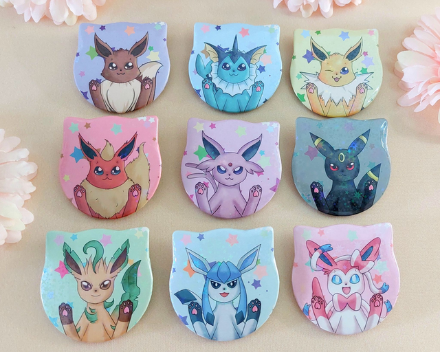 Eeveelution Katzenbuttons