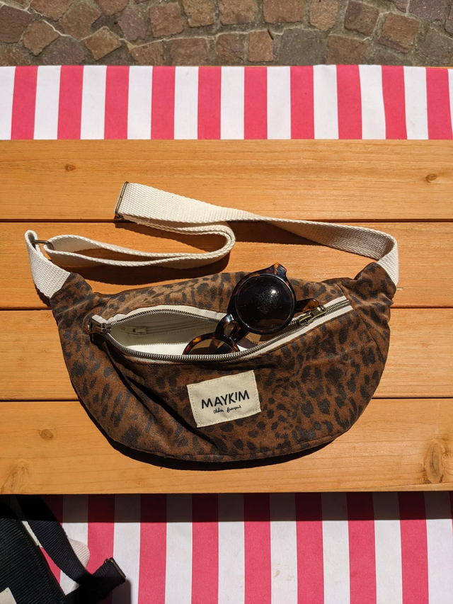 Sac banane velours léopard