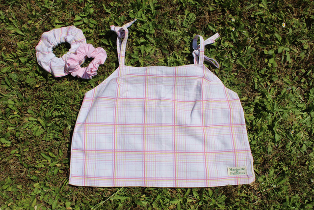 Top à carreaux rose et jaune - Taille 1